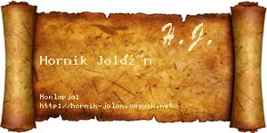 Hornik Jolán névjegykártya