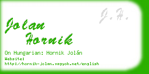 jolan hornik business card