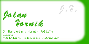 jolan hornik business card